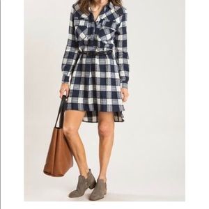 Blue plaid flannel dress